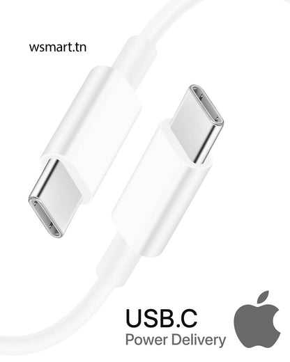 Câble Chargeur Apple Type-C Vers Type-C Blanc (Master Copie)